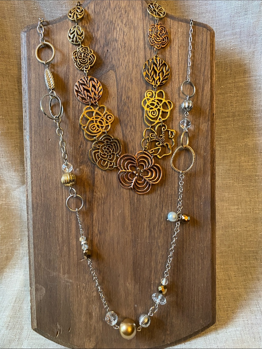 Two Mixed Metal necklace lot 1- Chicos 2- Lia Sophia